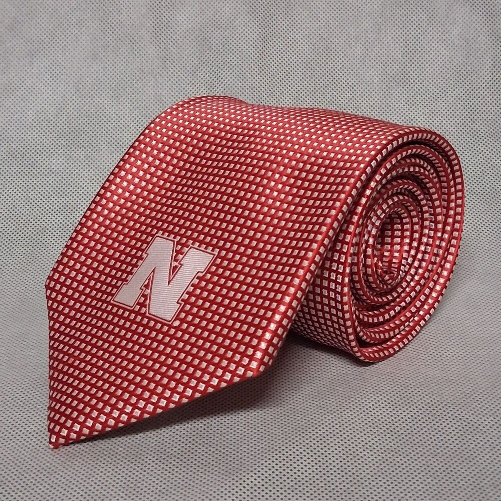 Crable Sportswear Nebraska Cornhuskers Red White Necktie Micro Geometric N Logo